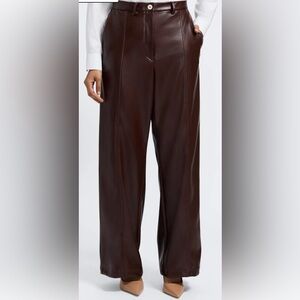 NWT Fall 2025 Foxcroft Ciara Wide-Leg Faux Leather Trouser - size 6 - $168 MSRP